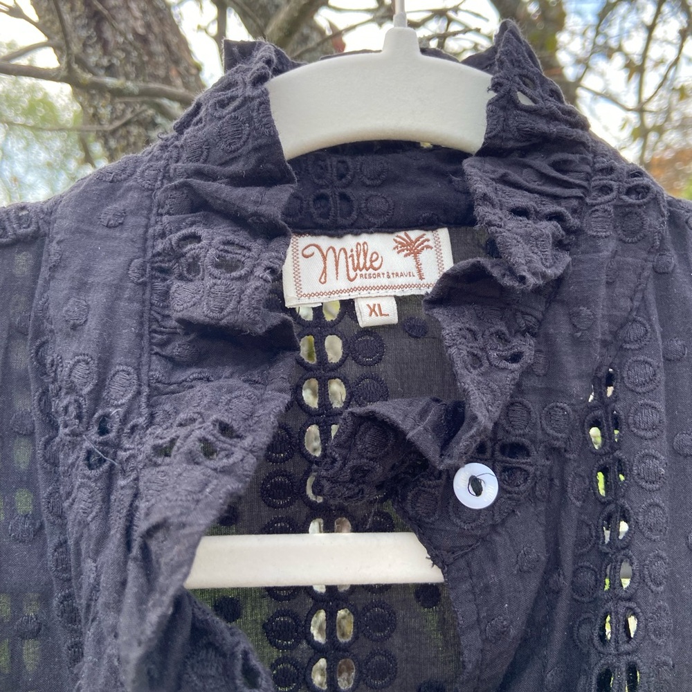Mille Vanessa Top in Black Polka Dot Eyelet - Picture 4 of 7